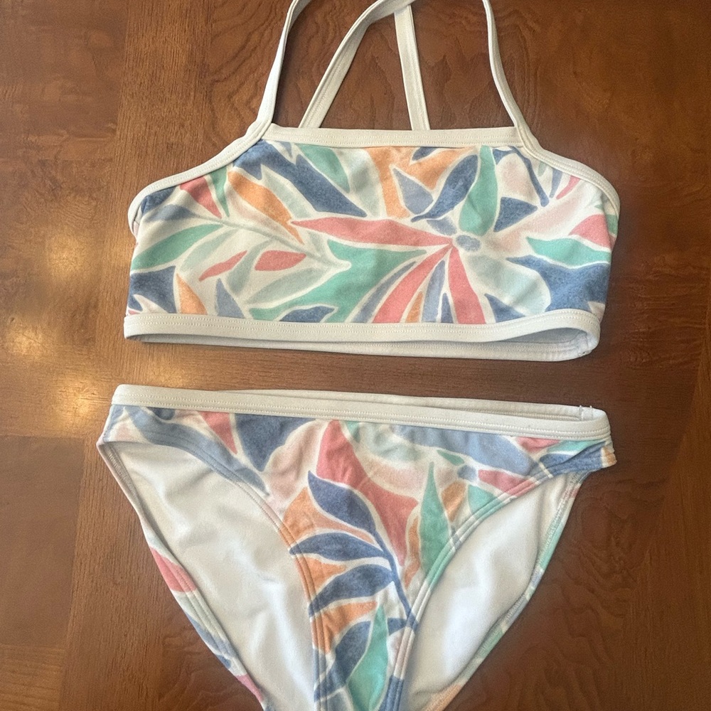 Girls abercrombie kids Pastel Leaf Print Bikini - Blue, Pink, Green, Orange